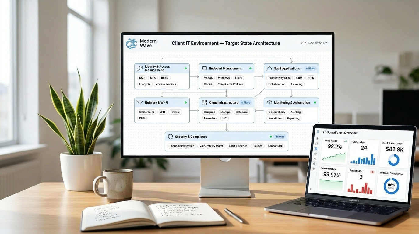 Modern Wave — flowing wave brand visual representing modern IT infrastructure